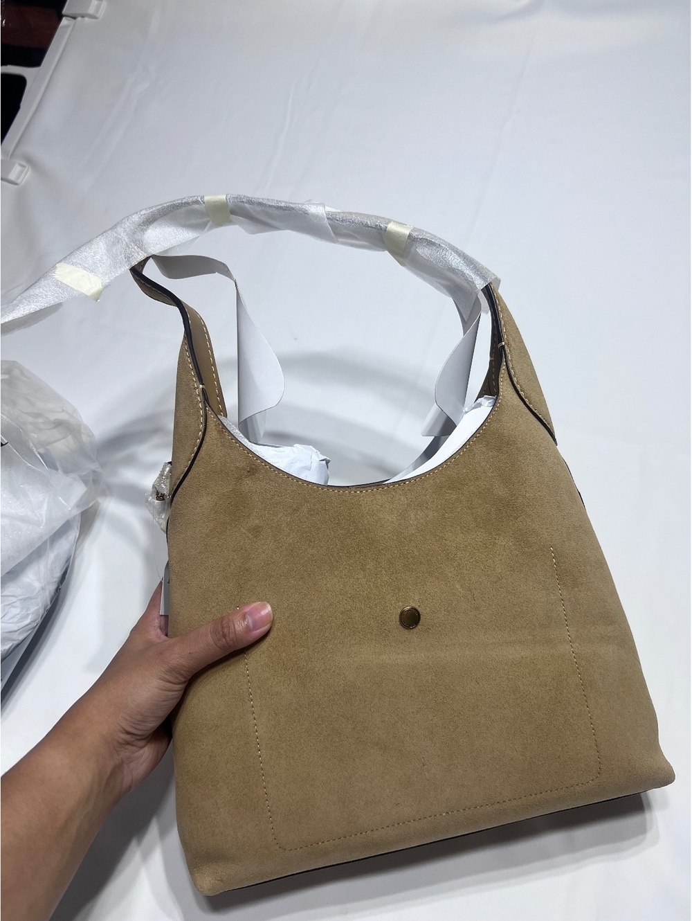 Coach Suede Shoulder Bag in Chestnut Sand - Picture 2 of 9